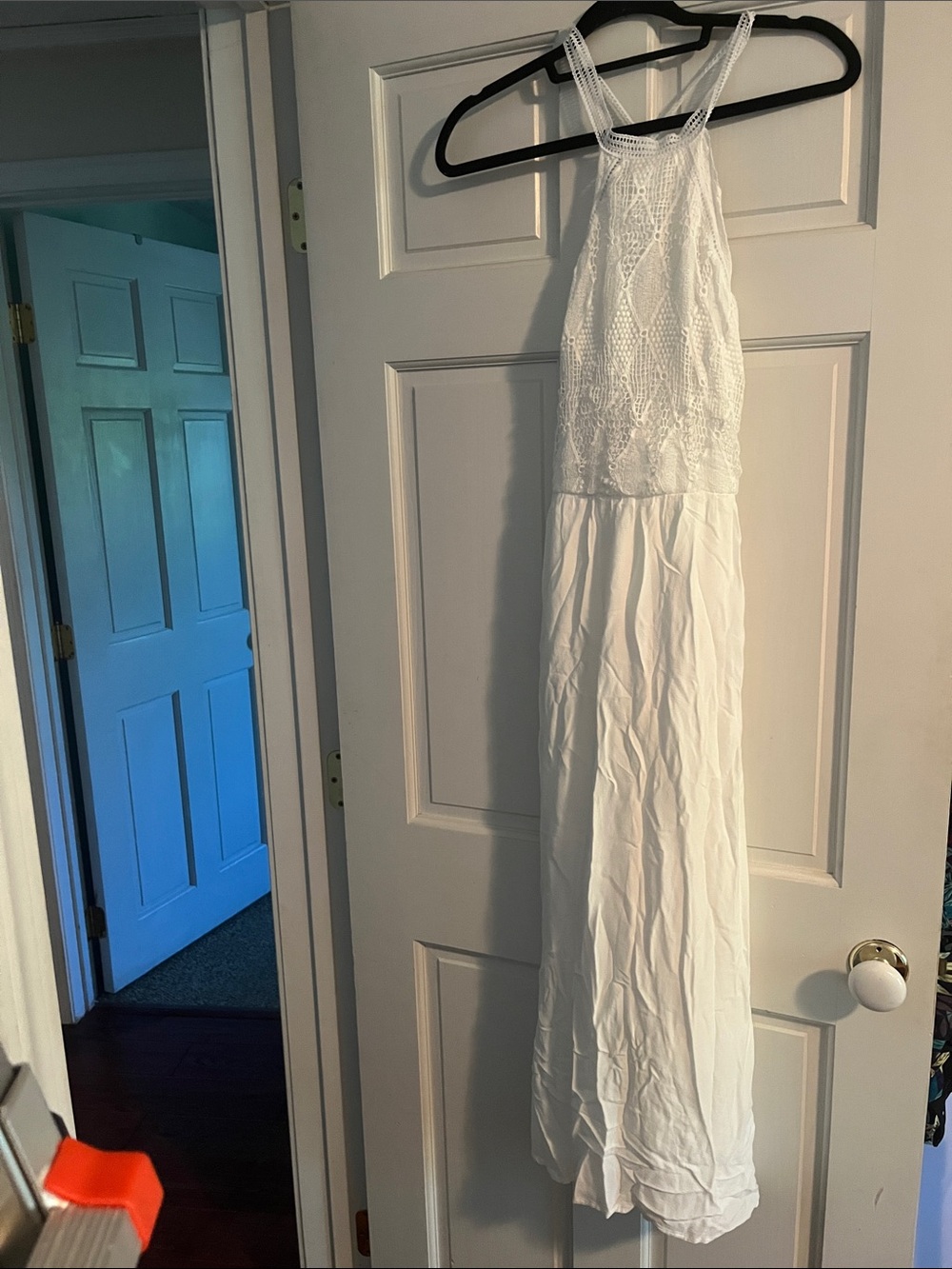 Cupshe White Crochet Halter Maxi Dress